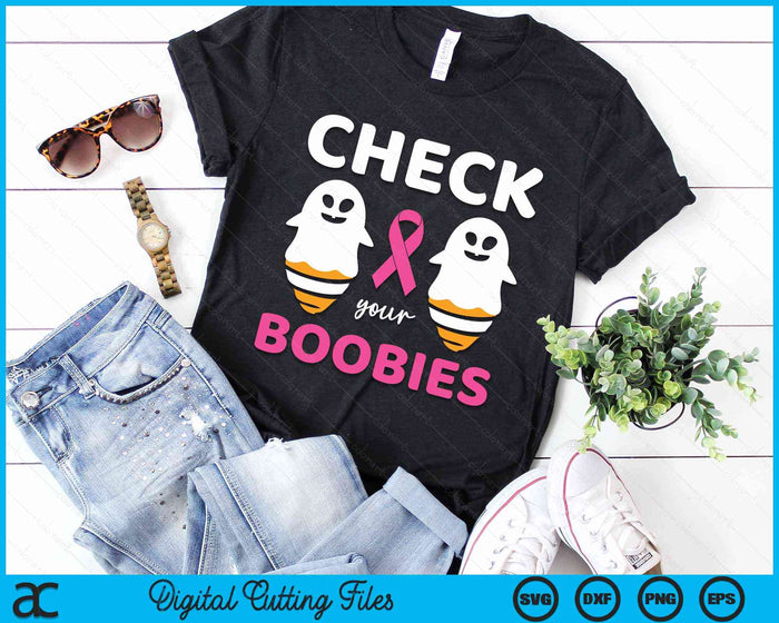 Halloween Breast Cancer Awareness-Check your Boobies Breast SVG PNG Digital Cutting File