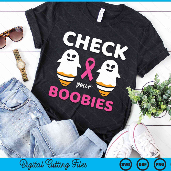 Halloween Breast Cancer Awareness-Check your Boobies Breast SVG PNG Digital Cutting File