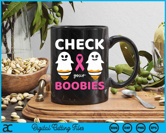 Halloween Breast Cancer Awareness-Check your Boobies Breast SVG PNG Digital Cutting File