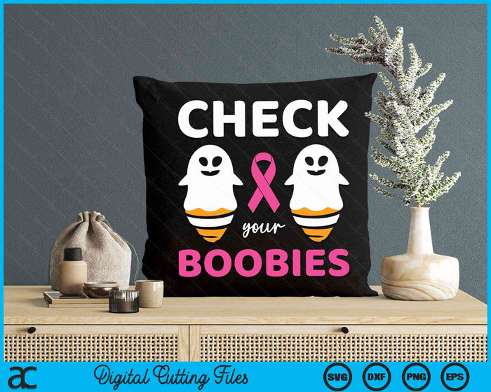 Halloween Breast Cancer Awareness-Check your Boobies Breast SVG PNG Digital Cutting File