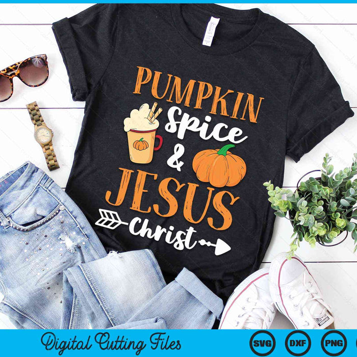 Halloween Christian Pumpkin Spice And Jesus Christ Fall Leaf SVG PNG Digital Cutting Files