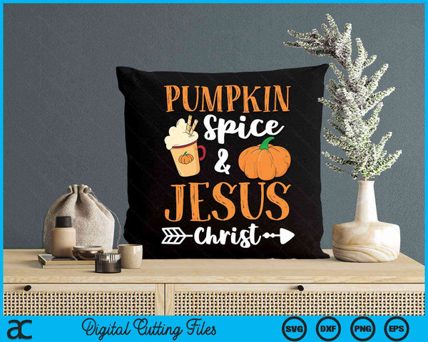 Halloween Christian Pumpkin Spice And Jesus Christ Fall Leaf SVG PNG Digital Cutting Files