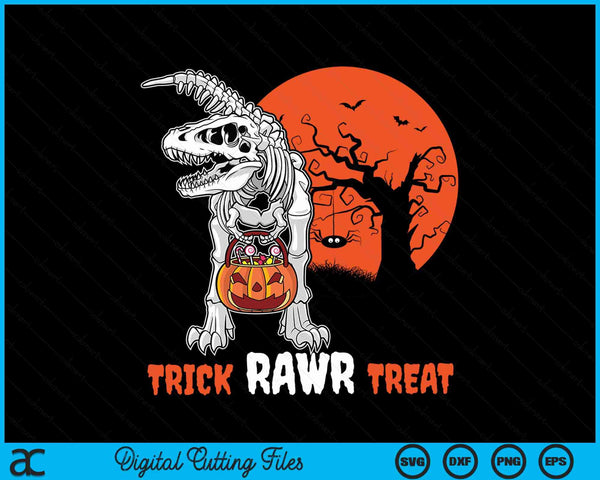 Halloween Dinosaur Skeleton Trick Rawr Treat Scary SVG PNG Digital Cutting Files