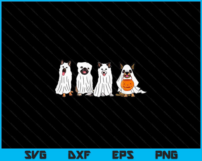 Halloween hond met pompoen Spooky Dog Ghost SVG PNG snijden afdrukbare bestanden