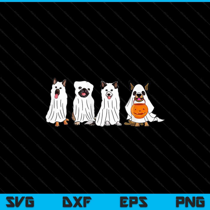 Perro de Halloween con calabaza Perro espeluznante Fantasma SVG PNG Cortando archivos imprimibles