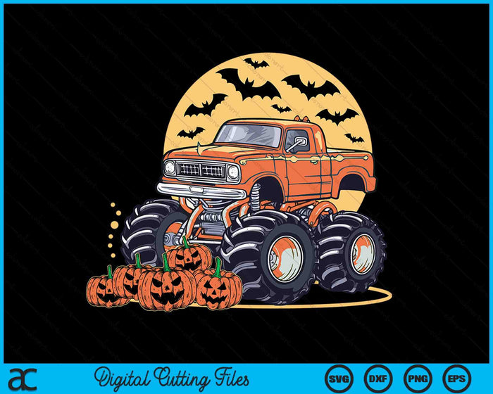 Halloween For Kids Boys Monster Truck Pumpkins SVG PNG Digital Cutting Files