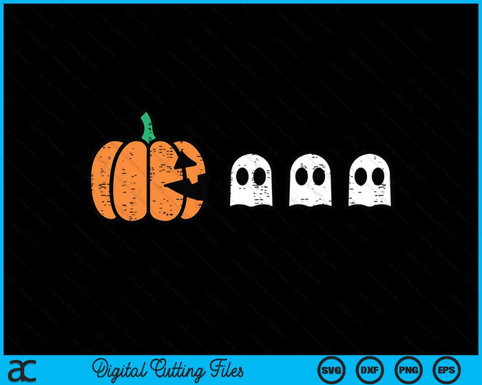 Halloween Gamer Pumpkin Eating Ghost Costume Men Boys Kids SVG PNG Digital Cutting File