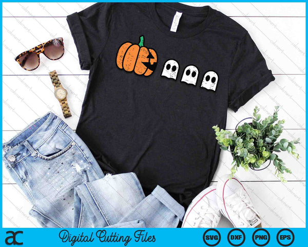 Halloween Gamer Pumpkin Eating Ghost Costume Men Boys Kids SVG PNG Digital Cutting File