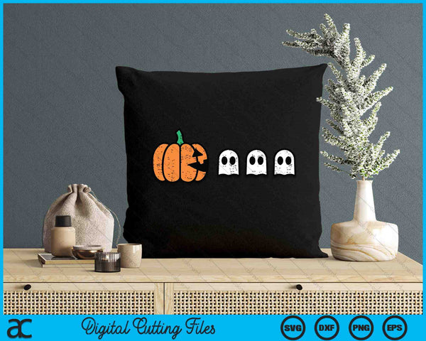 Halloween Gamer Pumpkin Eating Ghost Costume Men Boys Kids SVG PNG Digital Cutting File