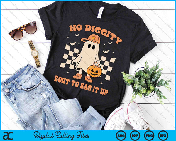 Halloween Ghost No Diggity Bout To Bag It Up Toddler Kids SVG PNG Digital Cutting File