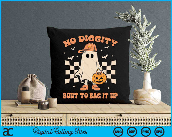 Halloween Ghost No Diggity Bout To Bag It Up Toddler Kids SVG PNG Digital Cutting File