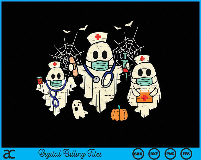 Halloween Ghost Nurses Funny ER Crew Costume SVG PNG Digital Printable Files