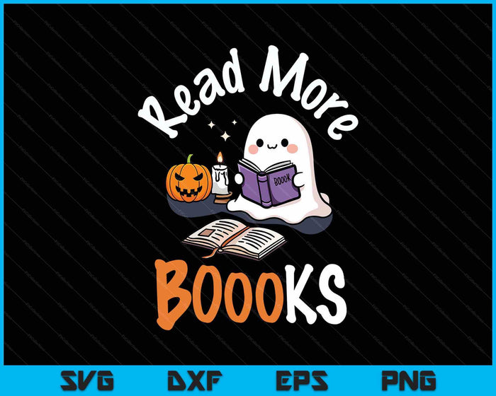 Halloween Ghost Reading Read More Books Librarian Teacher SVG PNG Digital Printable Files