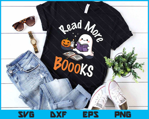 Halloween Ghost Reading Read More Books Librarian Teacher SVG PNG Digital Printable Files