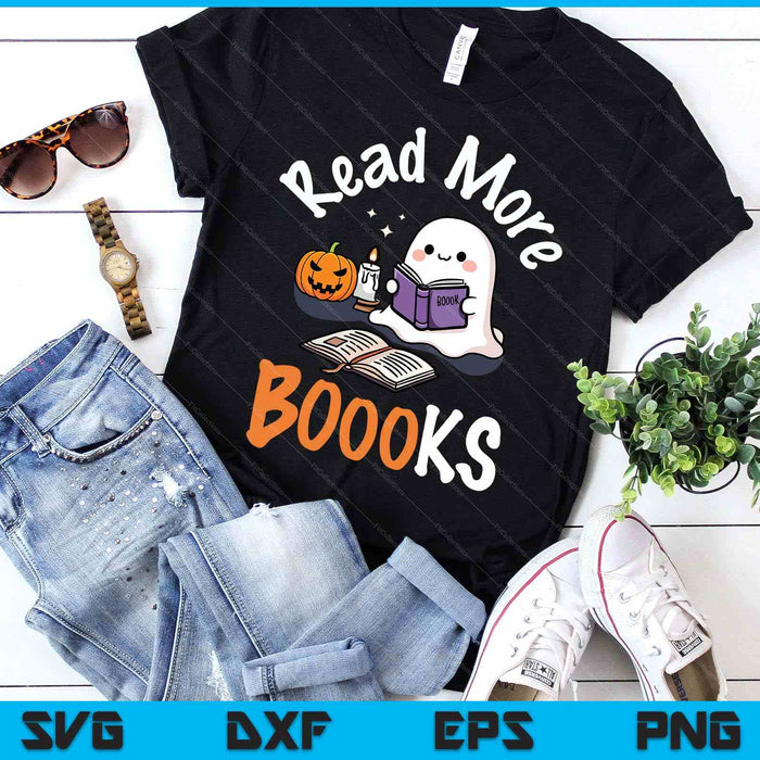 Halloween Ghost Reading Read More Books Librarian Teacher SVG PNG Digital Printable Files