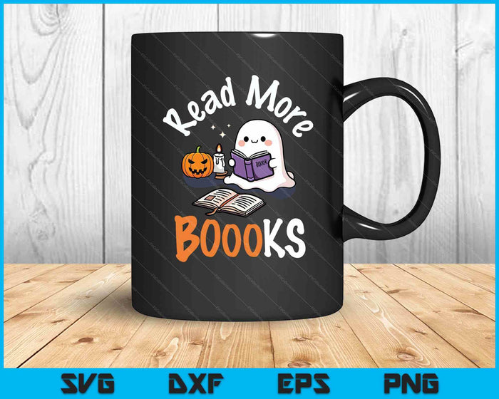 Halloween Ghost Reading Read More Books Librarian Teacher SVG PNG Digital Printable Files