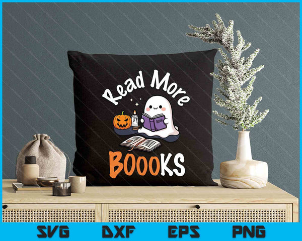 Halloween Ghost Reading Read More Books Librarian Teacher SVG PNG Digital Printable Files