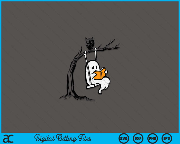 Halloween Ghost Swing Reading Vintage Costume SVG PNG Digital Printable Files