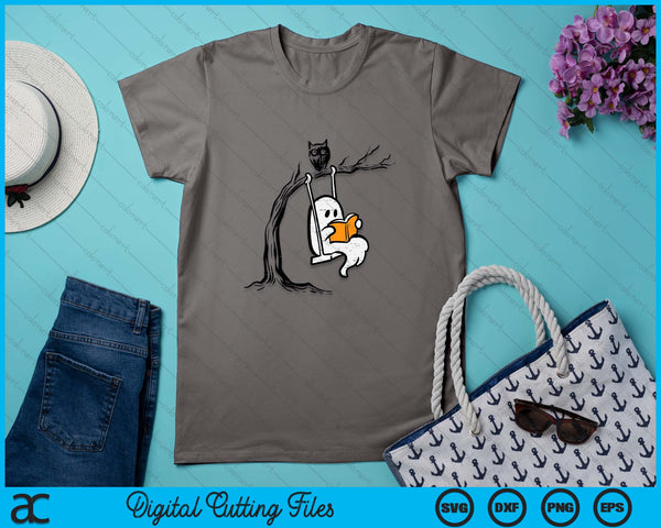 Halloween Ghost Swing Reading Vintage Costume SVG PNG Digital Printable Files