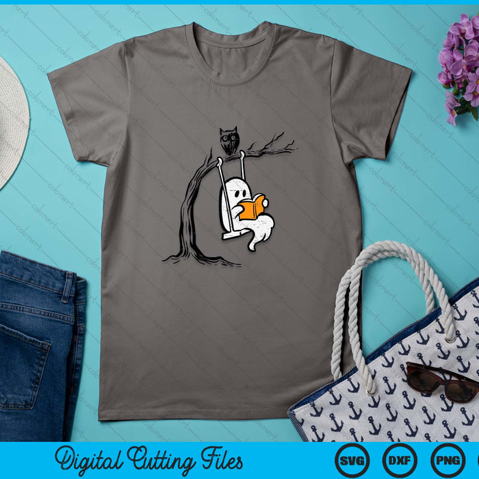 Halloween Ghost Swing Reading Vintage Costume SVG PNG Digital Printable Files
