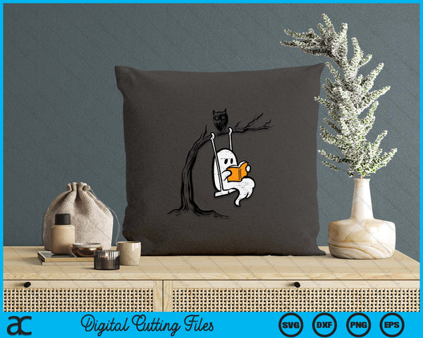 Halloween Ghost Swing Reading Vintage Costume SVG PNG Digital Printable Files