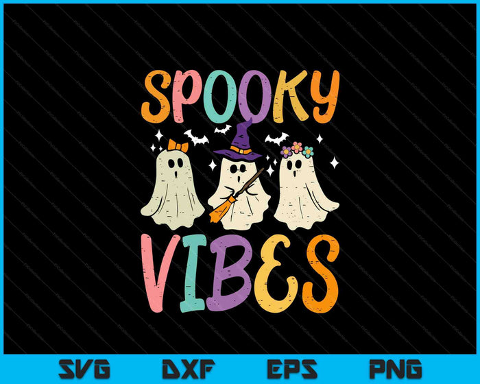 Halloween Ghosts Spooky Vibes Retro Costume SVG PNG Digital Printable Files
