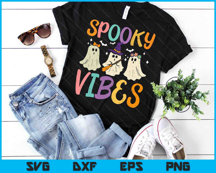 Halloween Ghosts Spooky Vibes Retro Costume SVG PNG Digital Printable Files