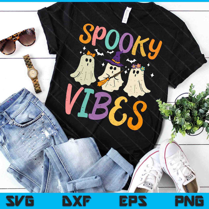 Halloween Ghosts Spooky Vibes Retro Costume SVG PNG Digital Printable Files