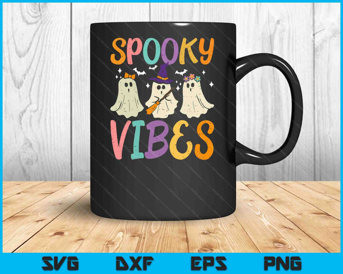 Halloween Ghosts Spooky Vibes Retro Costume SVG PNG Digital Printable Files
