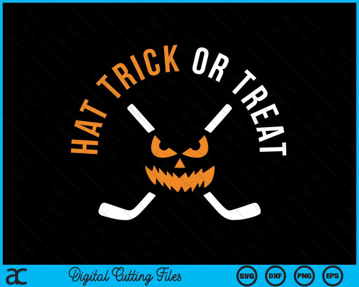 Halloween Hockey Hat Trick Or Treat Ice Hockey Player SVG PNG Digital Cutting Files