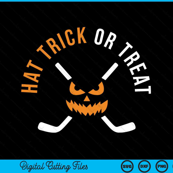 Halloween Hockey Hat Trick Or Treat Ice Hockey Player SVG PNG cut file for Cricut