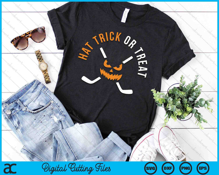 Halloween Hockey Hat Trick Or Treat Ice Hockey Player SVG PNG Digital Cutting Files