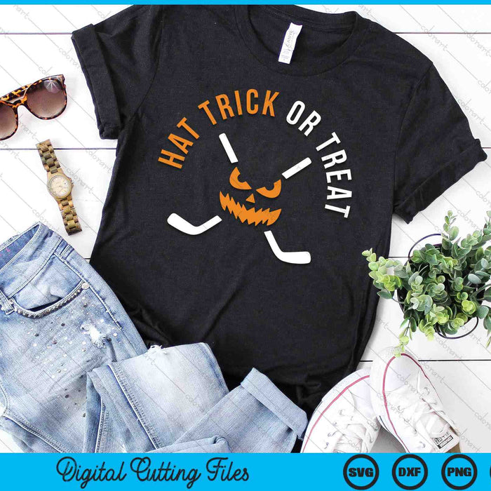 Halloween Hockey Hat Trick Or Treat Ice Hockey Player SVG PNG Digital Cutting Files