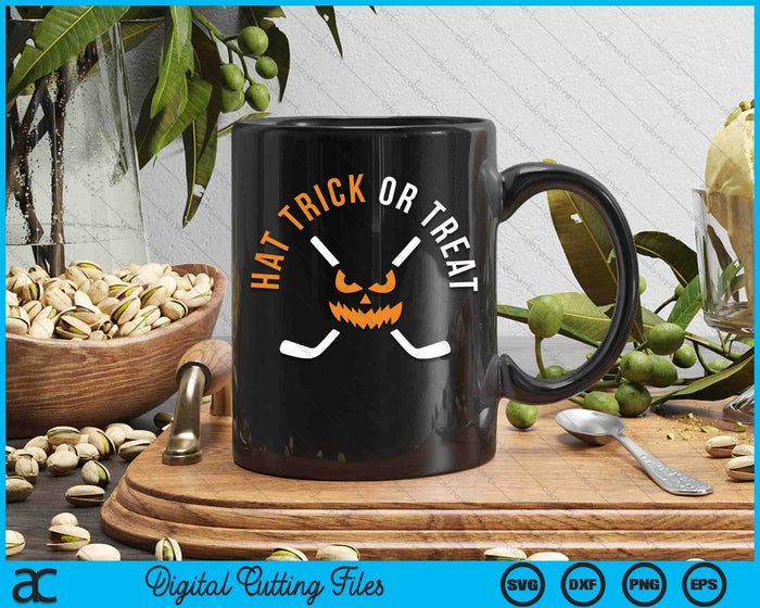 Halloween Hockey Hat Trick Or Treat Ice Hockey Player SVG PNG Digital Cutting Files