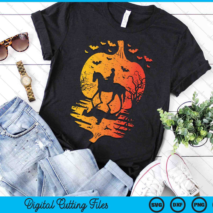 Halloween Horse Silhouette Pumpkin Vintage Costume Women Men SVG PNG Digital Cutting File