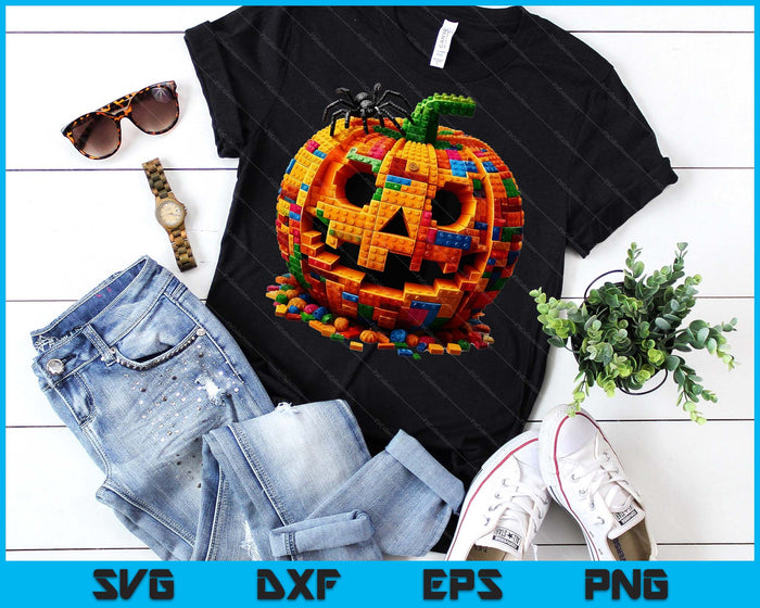 Halloween Master Builder Pumpkin Kids Building Blocks Bricks SVG PNG Digital Printable Files