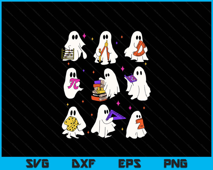 Halloween Math Teacher, Ghost Math Teacher, Back To School SVG PNG Digital Printable Files