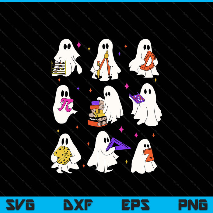Halloween Math Teacher, Ghost Math Teacher, Back To School SVG PNG Digital Printable Files