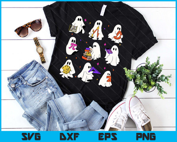 Halloween Math Teacher, Ghost Math Teacher, Back To School SVG PNG Digital Printable Files