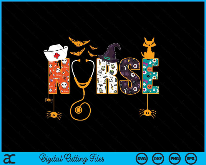 Halloween Nurse Nursing Cute Health Worker Halloween Pattern SVG PNG Digital Printable Files