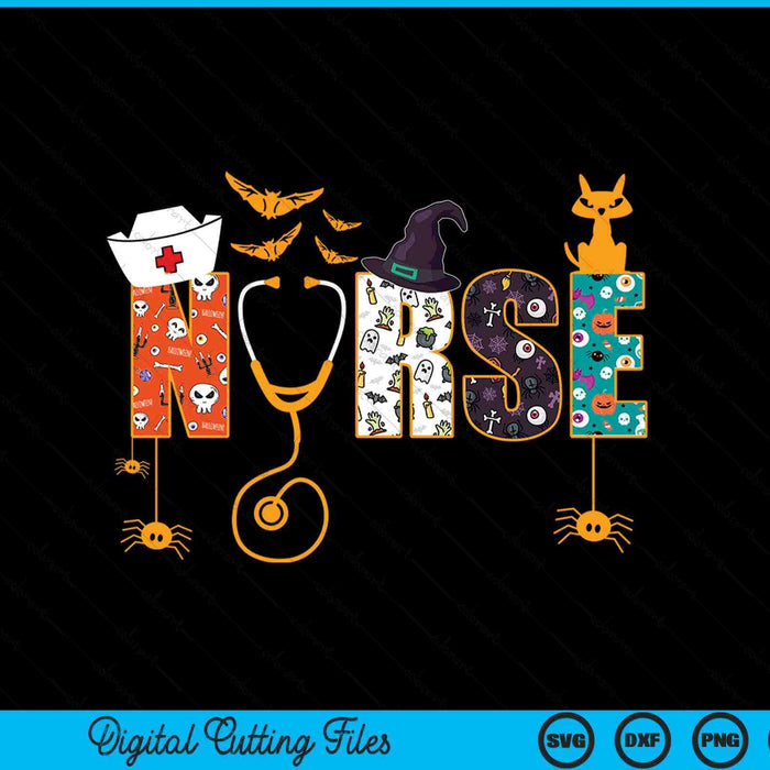 Halloween nurse nursing cute health worker pattern SVG PNG cut file for Cricut