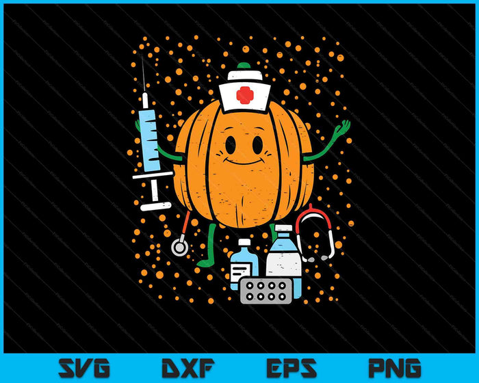 Halloween Nurse Pumpkin Nursing Scrub Top Costume SVG PNG Digital Printable Files