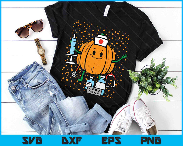 Halloween Nurse Pumpkin Nursing Scrub Top Costume SVG PNG Digital Printable Files