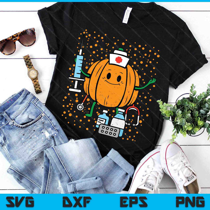 Halloween Nurse Pumpkin Nursing Scrub Top Costume SVG PNG Digital Printable Files