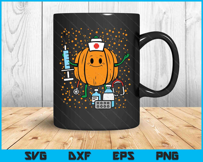 Halloween Nurse Pumpkin Nursing Scrub Top Costume SVG PNG Digital Printable Files