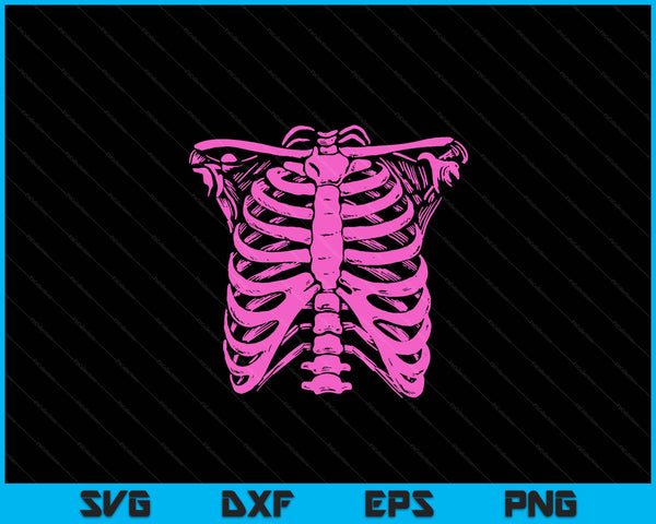 Halloween Pastel Pink Skeleton Rib Cage SVG PNG Digital Cutting Files