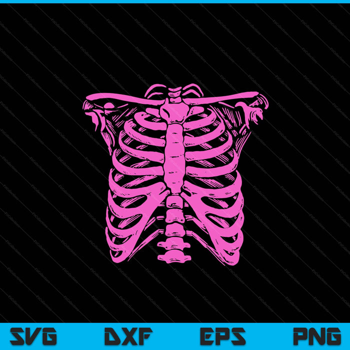 Halloween Pastel Pink Skeleton Rib Cage SVG PNG Digital Cutting Files