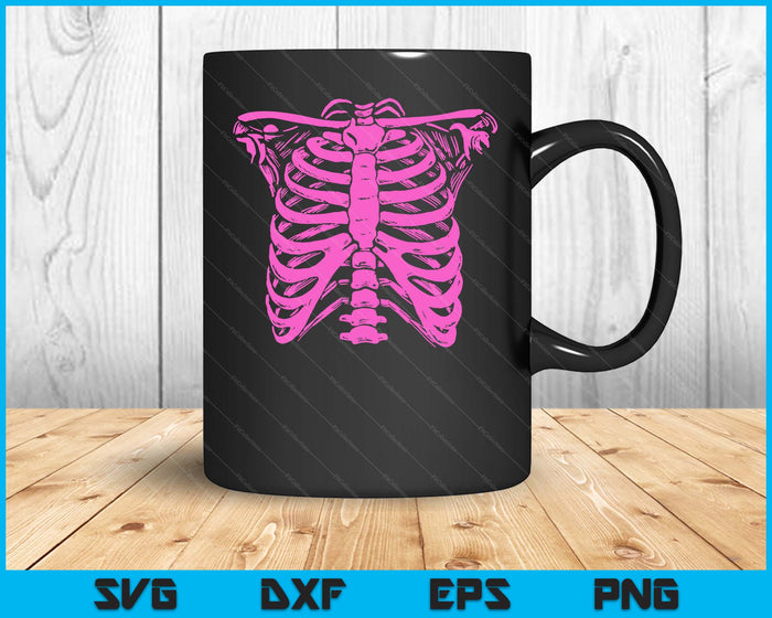 Halloween Pastel Pink Skeleton Rib Cage SVG PNG Digital Cutting Files