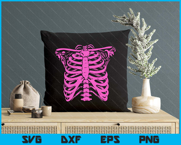 Halloween Pastel Pink Skeleton Rib Cage SVG PNG Digital Cutting Files