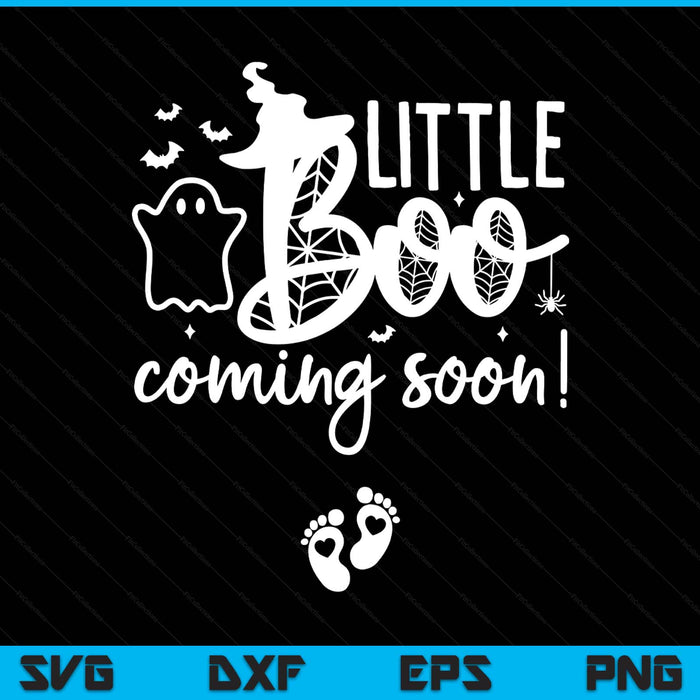 Halloween Pregnancy Announcement Little Boo Coming Soon SVG PNG Digital Printable Files